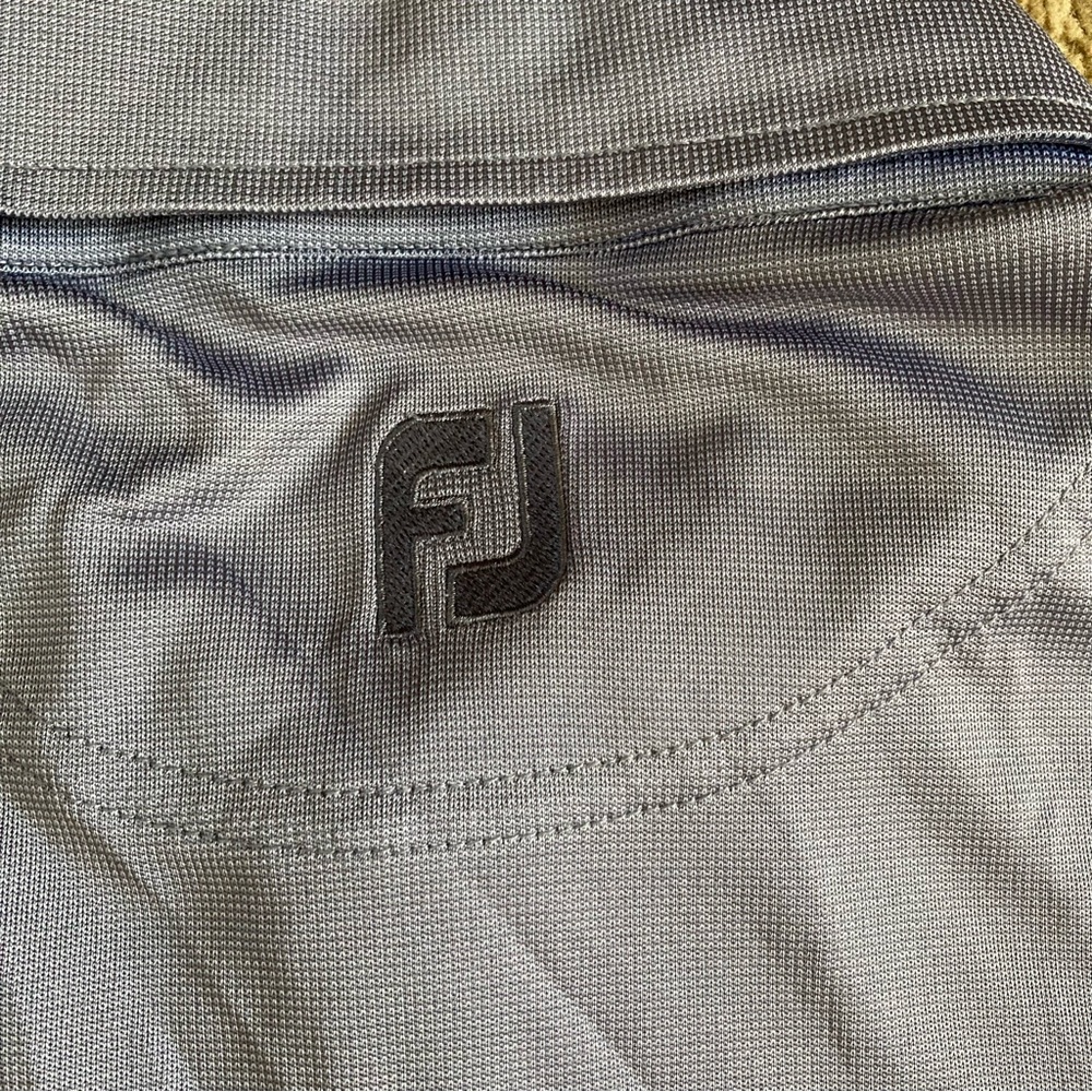 Footjoy Jacquard Golf Polo Shirt Short Sleeve Grey Orange Stripe Men's Sz XL - Picture 5 of 9